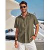 COOFANDY Mens Hawaiian Tropical Shirt Short Sleeve Casual Button Down Floral Summer Beach Shirts with Pocket(Army Green)