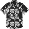 COOFANDY Mens Hawaiian Tropical Shirt Short Sleeve Casual Button Down Floral Summer Beach Shirts with Pocket(B-black Leaves)