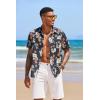 COOFANDY Mens Hawaiian Tropical Shirt Short Sleeve Casual Button Down Floral Summer Beach Shirts with Pocket(Black)