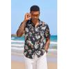 COOFANDY Mens Hawaiian Tropical Shirt Short Sleeve Casual Button Down Floral Summer Beach Shirts with Pocket(Black)