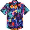 COOFANDY Mens Hawaiian Tropical Shirt Short Sleeve Casual Button Down Floral Summer Beach Shirts with Pocket(Black Leaf & Flower)
