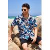 COOFANDY Mens Hawaiian Tropical Shirt Short Sleeve Casual Button Down Floral Summer Beach Shirts with Pocket(Blue)