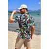 COOFANDY Mens Hawaiian Tropical Shirt Short Sleeve Casual Button Down Floral Summer Beach Shirts with Pocket(Green)