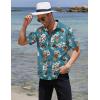COOFANDY Mens Hawaiian Tropical Shirt Short Sleeve Casual Button Down Floral Summer Beach Shirts with Pocket(Green Guitar)