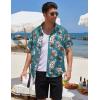 COOFANDY Mens Hawaiian Tropical Shirt Short Sleeve Casual Button Down Floral Summer Beach Shirts with Pocket(Green Guitar)