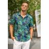 COOFANDY Mens Hawaiian Tropical Shirt Short Sleeve Casual Button Down Floral Summer Beach Shirts with Pocket(Green Leaves)
