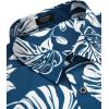 COOFANDY Mens Hawaiian Tropical Shirt Short Sleeve Casual Button Down Floral Summer Beach Shirts with Pocket(Navy Leaves)