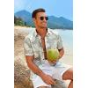 COOFANDY Mens Hawaiian Tropical Shirt Short Sleeve Casual Button Down Floral Summer Beach Shirts with Pocket(Palm Leaf)