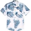COOFANDY Mens Hawaiian Tropical Shirt Short Sleeve Casual Button Down Floral Summer Beach Shirts with Pocket(White Palm Leaves)