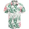 COOFANDY Mens Hawaiian Tropical Shirt Short Sleeve Casual Button Down Floral Summer Beach Shirts with Pocket(W-leaf & Flower)
