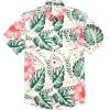 COOFANDY Mens Hawaiian Tropical Shirt Short Sleeve Casual Button Down Floral Summer Beach Shirts with Pocket(W-leaf & Flower)