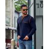 COOFANDY Men’s Henley Long Sleeve Shirts Casual Button T-Shirt Pullover Basic Tees with Pocket(A Navy Blue)