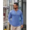 COOFANDY Men’s Henley Long Sleeve Shirts Casual Button T-Shirt Pullover Basic Tees with Pocket(Blue)