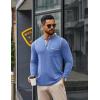 COOFANDY Men’s Henley Long Sleeve Shirts Casual Button T-Shirt Pullover Basic Tees with Pocket(Blue)