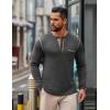 COOFANDY Men’s Henley Long Sleeve Shirts Casual Button T-Shirt Pullover Basic Tees with Pocket(Dark Grey)