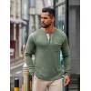 COOFANDY Men’s Henley Long Sleeve Shirts Casual Button T-Shirt Pullover Basic Tees with Pocket(Green)