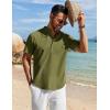 COOFANDY Men’s Henley Shirt Short Sleeve Casual T-Shirt Summer Beach Hippie Henley Tee Shirt(Army Green)