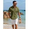 COOFANDY Men’s Henley Shirt Short Sleeve Casual T-Shirt Summer Beach Hippie Henley Tee Shirt(Army Green)