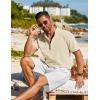 COOFANDY Men’s Henley Shirt Short Sleeve Casual T-Shirt Summer Beach Hippie Henley Tee Shirt(Beige)