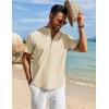 COOFANDY Men’s Henley Shirt Short Sleeve Casual T-Shirt Summer Beach Hippie Henley Tee Shirt(Beige)