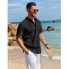 COOFANDY Men’s Henley Shirt Short Sleeve Casual T-Shirt Summer Beach Hippie Henley Tee Shirt(Black)
