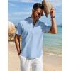 COOFANDY Men’s Henley Shirt Short Sleeve Casual T-Shirt Summer Beach Hippie Henley Tee Shirt(Blue)