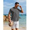 COOFANDY Men’s Henley Shirt Short Sleeve Casual T-Shirt Summer Beach Hippie Henley Tee Shirt(Dark Grey)