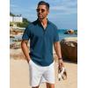 COOFANDY Men’s Henley Shirt Short Sleeve Casual T-Shirt Summer Beach Hippie Henley Tee Shirt(Deep Blue)