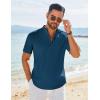 COOFANDY Men’s Henley Shirt Short Sleeve Casual T-Shirt Summer Beach Hippie Henley Tee Shirt(Deep Blue)