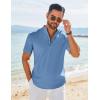 COOFANDY Men’s Henley Shirt Short Sleeve Casual T-Shirt Summer Beach Hippie Henley Tee Shirt(Denim Blue)