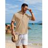COOFANDY Men’s Henley Shirt Short Sleeve Casual T-Shirt Summer Beach Hippie Henley Tee Shirt(Khaki)