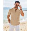 COOFANDY Men’s Henley Shirt Short Sleeve Casual T-Shirt Summer Beach Hippie Henley Tee Shirt(Khaki)