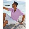 COOFANDY Men’s Henley Shirt Short Sleeve Casual T-Shirt Summer Beach Hippie Henley Tee Shirt(Lavender)