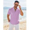 COOFANDY Men’s Henley Shirt Short Sleeve Casual T-Shirt Summer Beach Hippie Henley Tee Shirt(Lavender)