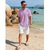 COOFANDY Men’s Henley Shirt Short Sleeve Casual T-Shirt Summer Beach Hippie Henley Tee Shirt(Lavender)
