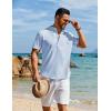 COOFANDY Men’s Henley Shirt Short Sleeve Casual T-Shirt Summer Beach Hippie Henley Tee Shirt(Light Blue)