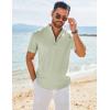 COOFANDY Men’s Henley Shirt Short Sleeve Casual T-Shirt Summer Beach Hippie Henley Tee Shirt(Light Green)