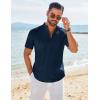 COOFANDY Men’s Henley Shirt Short Sleeve Casual T-Shirt Summer Beach Hippie Henley Tee Shirt(Navy Blue)