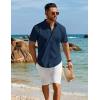 COOFANDY Men’s Henley Shirt Short Sleeve Casual T-Shirt Summer Beach Hippie Henley Tee Shirt(Navy Blue)