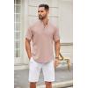 COOFANDY Men’s Henley Shirt Short Sleeve Casual T-Shirt Summer Beach Hippie Henley Tee Shirt(Pastel Pink)