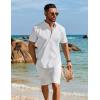 COOFANDY Men’s Henley Shirt Short Sleeve Casual T-Shirt Summer Beach Hippie Henley Tee Shirt(White)