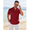 COOFANDY Men’s Henley Shirt Short Sleeve Casual T-Shirt Summer Beach Hippie Henley Tee Shirt(Wine Red)