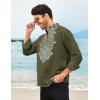 COOFANDY Men’s Henley Shirt Vyshyvanka Long Sleeve African Print Shirts Casual Zip Up Cotton Linen Beach Hippie Shirt(Army Green)