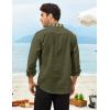 COOFANDY Men’s Henley Shirt Vyshyvanka Long Sleeve African Print Shirts Casual Zip Up Cotton Linen Beach Hippie Shirt(Army Green)