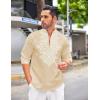 COOFANDY Men’s Henley Shirt Vyshyvanka Long Sleeve African Print Shirts Casual Zip Up Cotton Linen Beach Hippie Shirt(Beige)