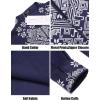 COOFANDY Men’s Henley Shirt Vyshyvanka Long Sleeve African Print Shirts Casual Zip Up Cotton Linen Beach Hippie Shirt(Blue)