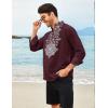 COOFANDY Men’s Henley Shirt Vyshyvanka Long Sleeve African Print Shirts Casual Zip Up Cotton Linen Beach Hippie Shirt(Dark Red)