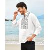 COOFANDY Men’s Henley Shirt Vyshyvanka Long Sleeve African Print Shirts Casual Zip Up Cotton Linen Beach Hippie Shirt(Leaves Print)