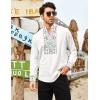 COOFANDY Men’s Henley Shirt Vyshyvanka Long Sleeve African Print Shirts Casual Zip Up Cotton Linen Beach Hippie Shirt(Leaves Print)