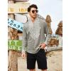 COOFANDY Men’s Henley Shirt Vyshyvanka Long Sleeve African Print Shirts Casual Zip Up Cotton Linen Beach Hippie Shirt(Light Grey)